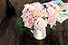 Meiliy 1 Bunch 8 Pcs Artificial Rose Dahlia Daisy Flower Bouquet Bride Bridesmaid Holding Flowers for Home Hotel Office Wedding Party Garden Craft Art Decor, Pink&Champagne