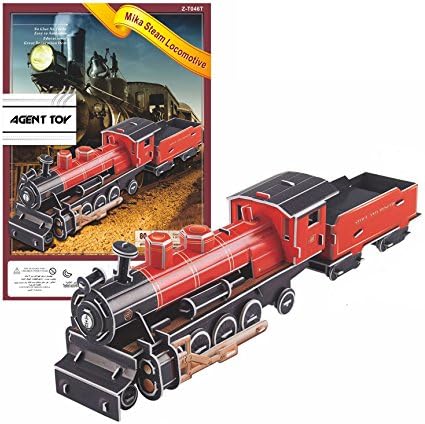 Agent Toy Mika Steam Locomotive Train 3D Jigsaw Puzzle Diy Brain Teaser Kids Family Fun (80 Piece), (3DP-MSL)