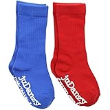 juDanzy 2 Pack of Ribbed Mid-Calf Girls & Boys Socks (2-4 Years, Blue & Red)