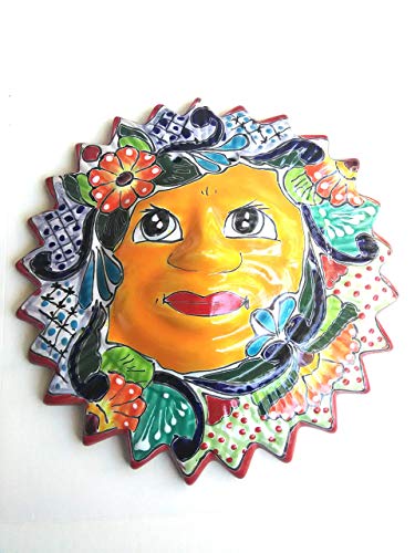 12" Mexican Talavera Sun for Indoors or Outdoors Home and Garden Decor - *Floral patterns will vary*