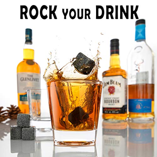 ROCKSLY Whiskey Stones Gift Set with Stand | Handcrafted Whiskey Glass Set Granit Whiskey Rocks for Perfect Drink | Whiskey Gift Set & Whiskey Kit | Best Whisky Stones Glass Set for Men dad (Mahogany) - Image 6