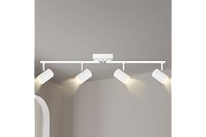 AUQUEE 4 Light Track Lighting Fixtures Ceiling, Matte White Track Lights Ceiling with Flexibly Rotatable Light Heads, Modern 