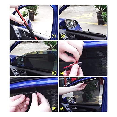 4PCS Car Side Window Sunshade for Tesla Model X,Adjustable Sunscreen Mesh Free Telescopic Lifting Car Curtain,Premium Breathable Mesh Sun Shield, Protect Baby / Pet From Sun's Glare & Harmful UV Rays