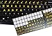 Five 5 English US Large Print Lettering Black,Yellow, White, Gray BACKGROUNS Keyboard Stickers 5 Colors