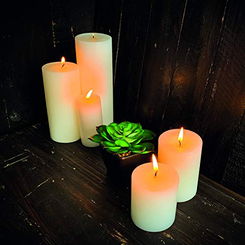 Simply Soson 3 x 3 Inch White Unscented Pillar Candle Bulk Set - Dripless, Scent Free Paraffin Wax Candle Pillars - Medium Size Wedding or Home No Drip Candles - 3 Pack