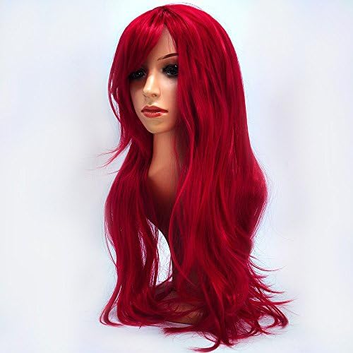 24" Wavy Curly Red Wigs Synthetic for women Cosplay Daily Party with Free Wig Cap