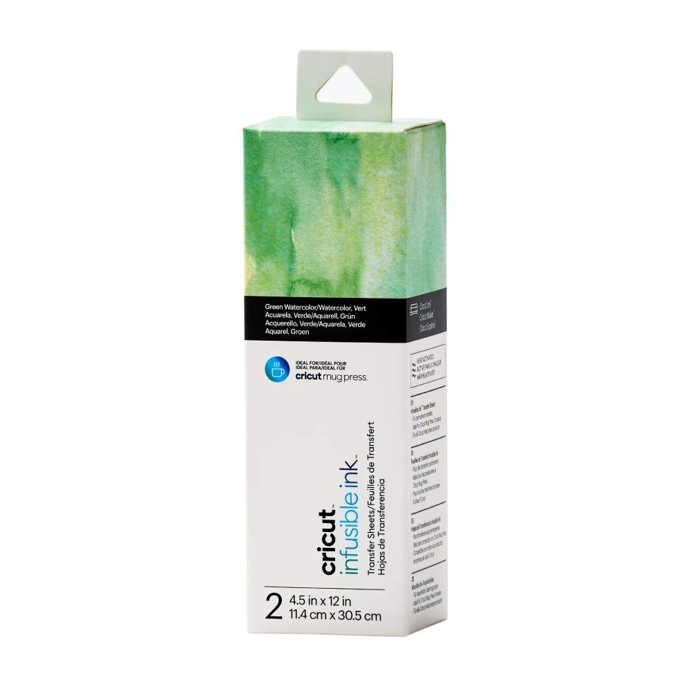 Cricut Infusible Ink Transfer 2 Sheets | 11.4cm x 30.5cm (4.5" x 12") | Green Watercolour | Ideal for use Mug Press
