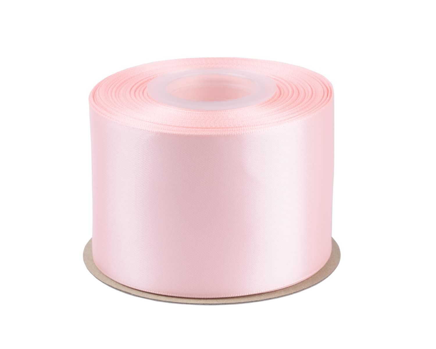 Fondersy 63mm X 22M Double Faced Satin Ribbon Lt. Pink Polyester Ribbon for Gift Wrapping Wedding Decoration Floral Arrangement Crafts