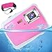 [Updated 2019 Model] AIMTOM 12MP Pink Kids Underwater Digital Waterproof Camera, Boys Girls Action Camcorder, 2” LCD Screen Children Birthday Learn Sports Cam Floating Wrist Strap Included