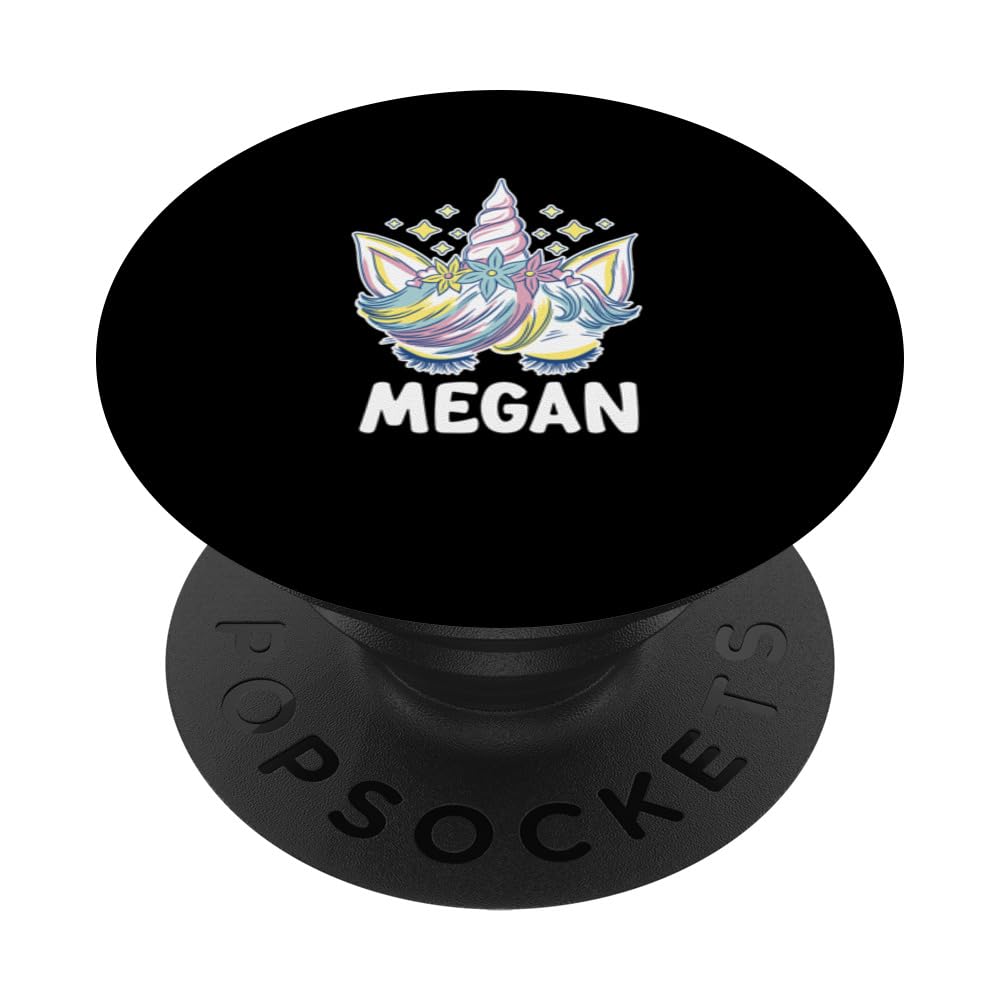 Cute Personalized Name Unicorn Crown Megan PopSockets Swappable PopGrip