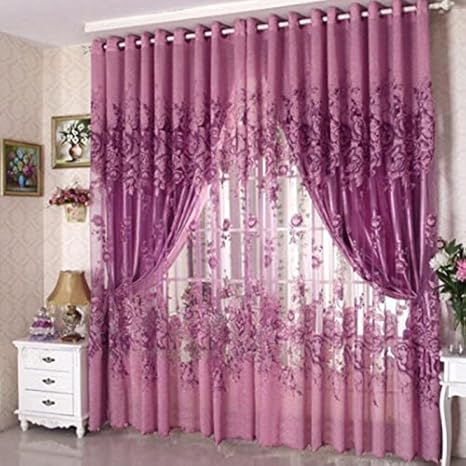 Buy Affeco European Peony Pattern Voile Curtains Tulle Sheer Home