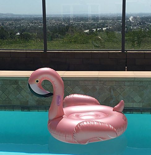 MemoryWhiz Giant FLAMINGO Inflatable Swimming Pool Lounge Float - ROSE GOLD