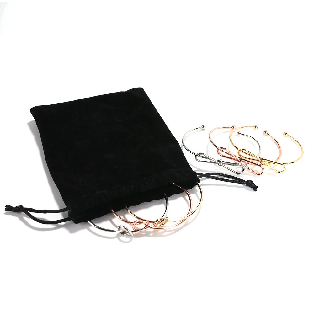 6 Pcs Simple Bangle Bracelet, Love Knot Bangle and Bow Knot Bracelet, Adjustable Cuff Bangle for Women Girls (Silver, Gold and Rose Gold)