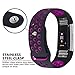 iGK Silicone Replacement Bands Compatible for Fitbit Charge 2, Adjustable Breathable Sport Strap Smartwatch Fitness Wristband with Air Holes Black Plum Small