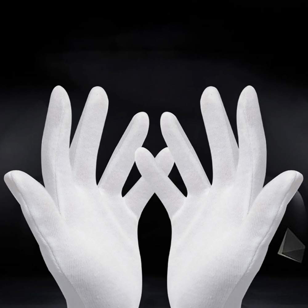 3 Pair Pure Cotton White Gloves Inspection Jewelry Health Daily Work Gloves Stretchable Lining Glove for Men Women - Image 4