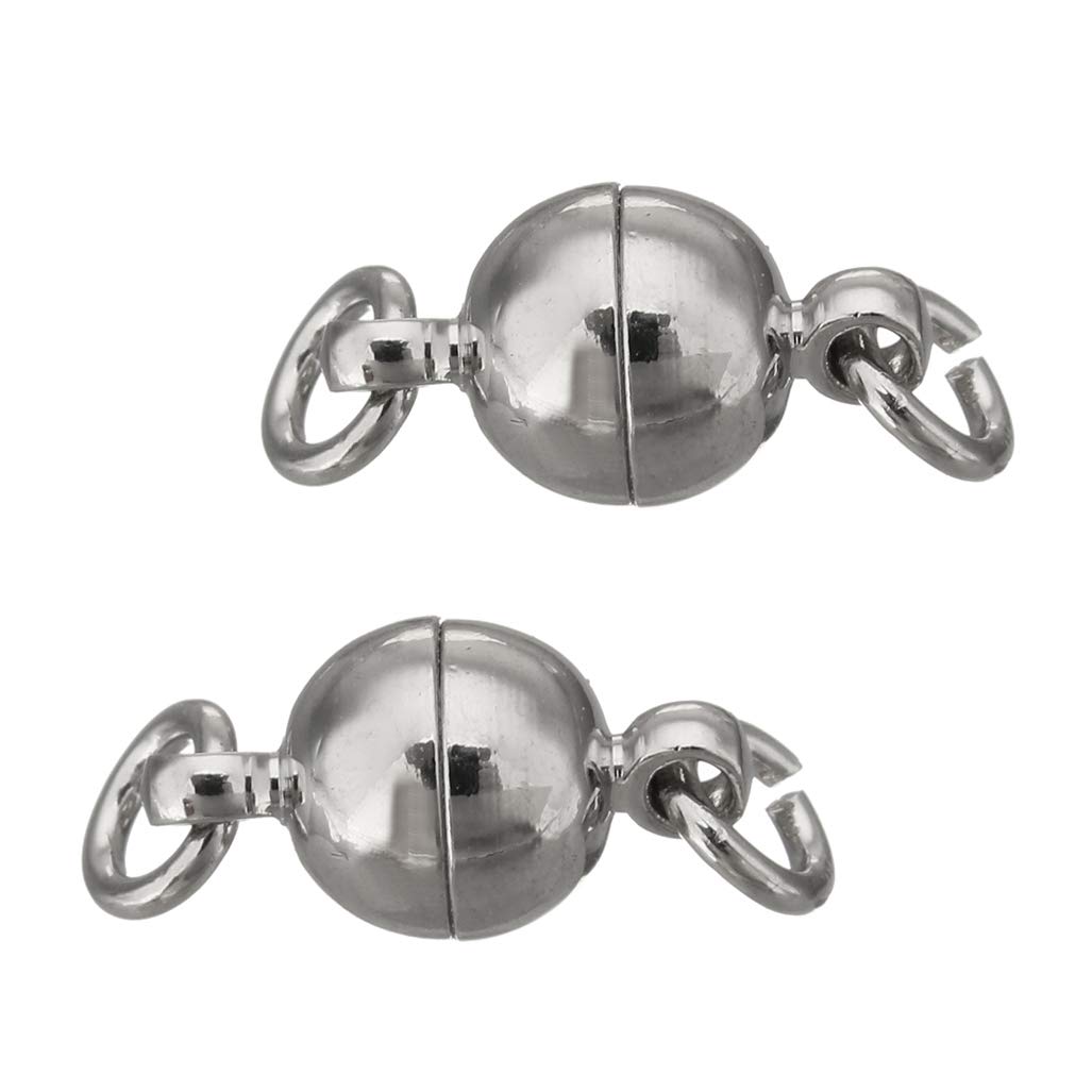 Pack of 8 Round Magnetic Clasp Jewellery Clasps for Chains, Necklace Bracelet Making Brass Connector 6 mm Tibetan Silver Chain Clasp