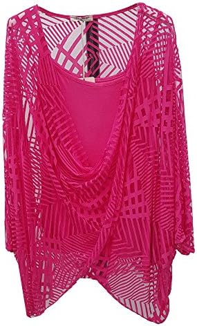 Suit and Suit New Womens Ladies Italian Lagenlook Lace Crochet Sexy Mesh Burnout Tunic Top