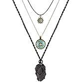 weryerker Dainty Layered Choker Necklace Bohemian Dainty Natural Gemstone Pendant Necklace Beach Fashion Pendant Choker