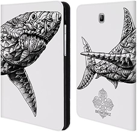 Official Bioworkz White Shark Ornate Leather Book Wallet Case Cover For Samsung Galaxy Tab A 8.0