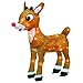 PRODUCTWORKS 18-Inch Pre-Lit LED 3D Rudolph with Bright Red Flashing Nose Christmas Yard Decoration, 35 Lights, Brown, (46438)