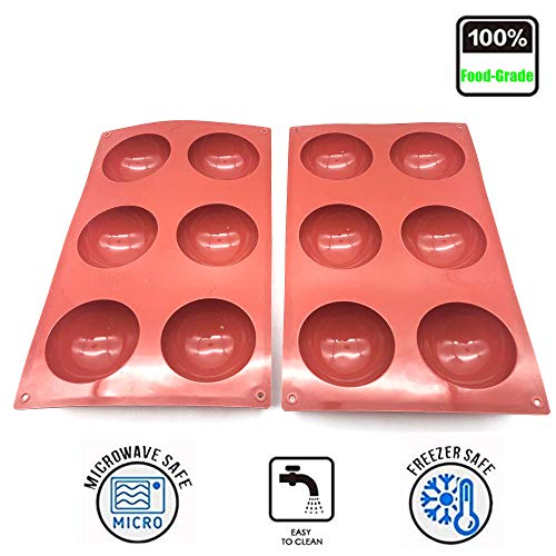 2.6 Inch Large Semi Sphere Silicone Mold,Baking Mold for Making Hot Chocolate Bomb, Cake, Jelly, Dome Mousse, 2 Pack