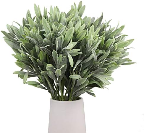 PANTINUE 6 Pcs Artificial Green Olive Leaves Stems Spray Fake Flowers Branch Leaves for Wedding, Home, Office, Decor