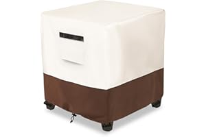 Osileyo Waterproof Patio Ottoman Cover,Square Patio Small Side Table Cover,Heavy Duty Outdoor Furniture Cover Size 25L x 25W x 18H inch(Beige&Brown)