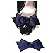 Douqu 1 Pair New Leopard Animal Print Ribbon Shoe Clips Retro Bows 3.15inch Vinitage Style Cute Shoe Charms for Women (Black)