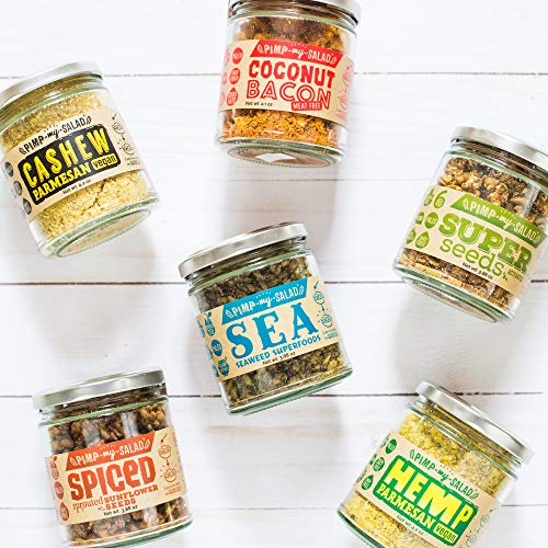 PIMP MY SALAD Vegan Spiced Sprouted Sunflower Seeds | Keto, Gluten Free, Paleo, Dairy-Free | Spicy & Crunchy Meal & Salad Toppers Made with Whole Food Ingredients | Eco Jar | 3.88 oz