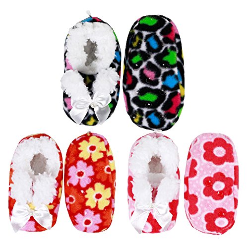 Infants Toddler Soft Warm Plush Cozy Fuzzy Cartoon Animal Slippers Booties Non-Slip Lined Socks Shoes - A20-L