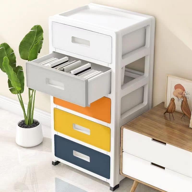 Plastic Drawer Storage Cabinet Toys Storage Box 5 Layer ，with Wheels containers for Kitchen Bathroom Storage Cabinet for Clothes,Toys,Bedroom