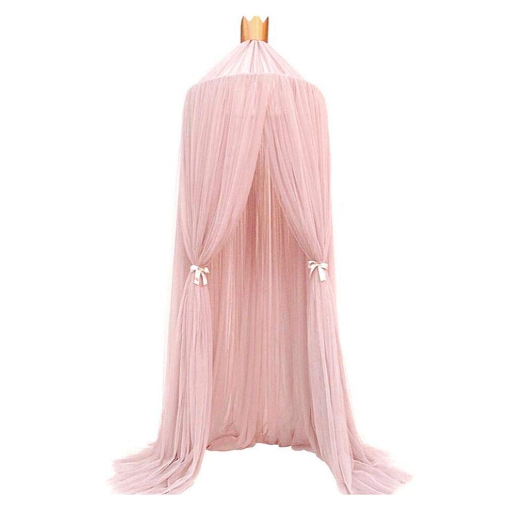 Upxiang Children's Dome Mosquito Net Tent Bed Canopy Mosquito Net Bed Linen with Round Lace Baby Boys Girls Games House pink