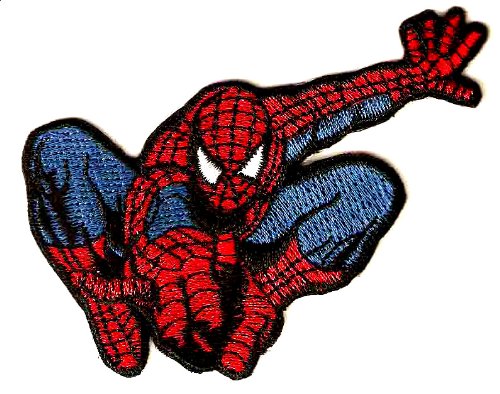 Spider-man flying shooting spider web Embroidered Iron On / Sew On Patch