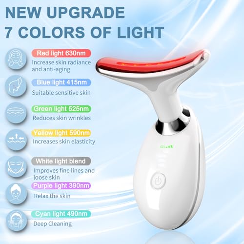 Red Light Therapy Device for Face and Neck Facial Massager, 7 Color Skin Lifting & Firming Face Massager tool, Face Sculpting Tool for Skin Care with Vibration