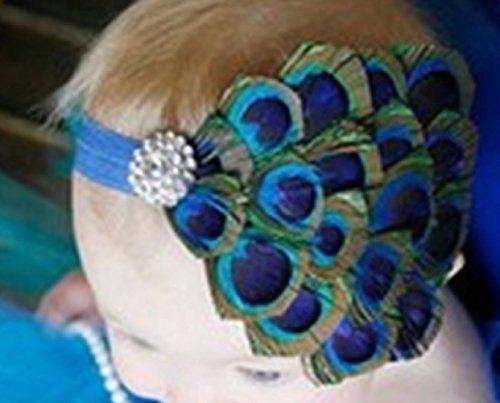 Leiothrix Elegant Peacock Feather & Rehinestone Headband for Children and Baby Apply to Party Birthday Costume
