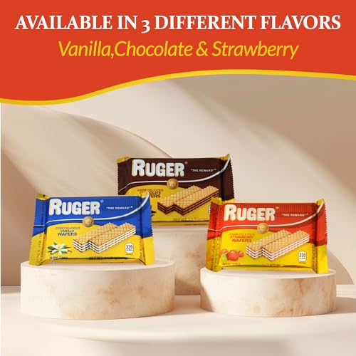 RUGER WAFERS AUSTRIAN STRAWBERRY WAFERS, 2.125 OUNCE (PACK OF 12) – DELIGHTFULLY CRISP AND CREAMY STRAWBERRY TREATS WITH NATURAL INGREDIENTS AND EXTENDED FRESHNESS, IDEAL FOR SNACKING, DESSERTS, AND ANYTIME ENJOYMENT