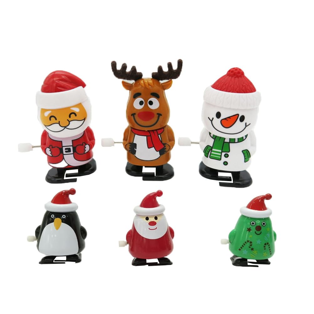 Tomaibaby 6 Pieces Christmas Wind Up Toys Assorted Clockwork Toys for Christmas Party Favors Goody Bag Filler