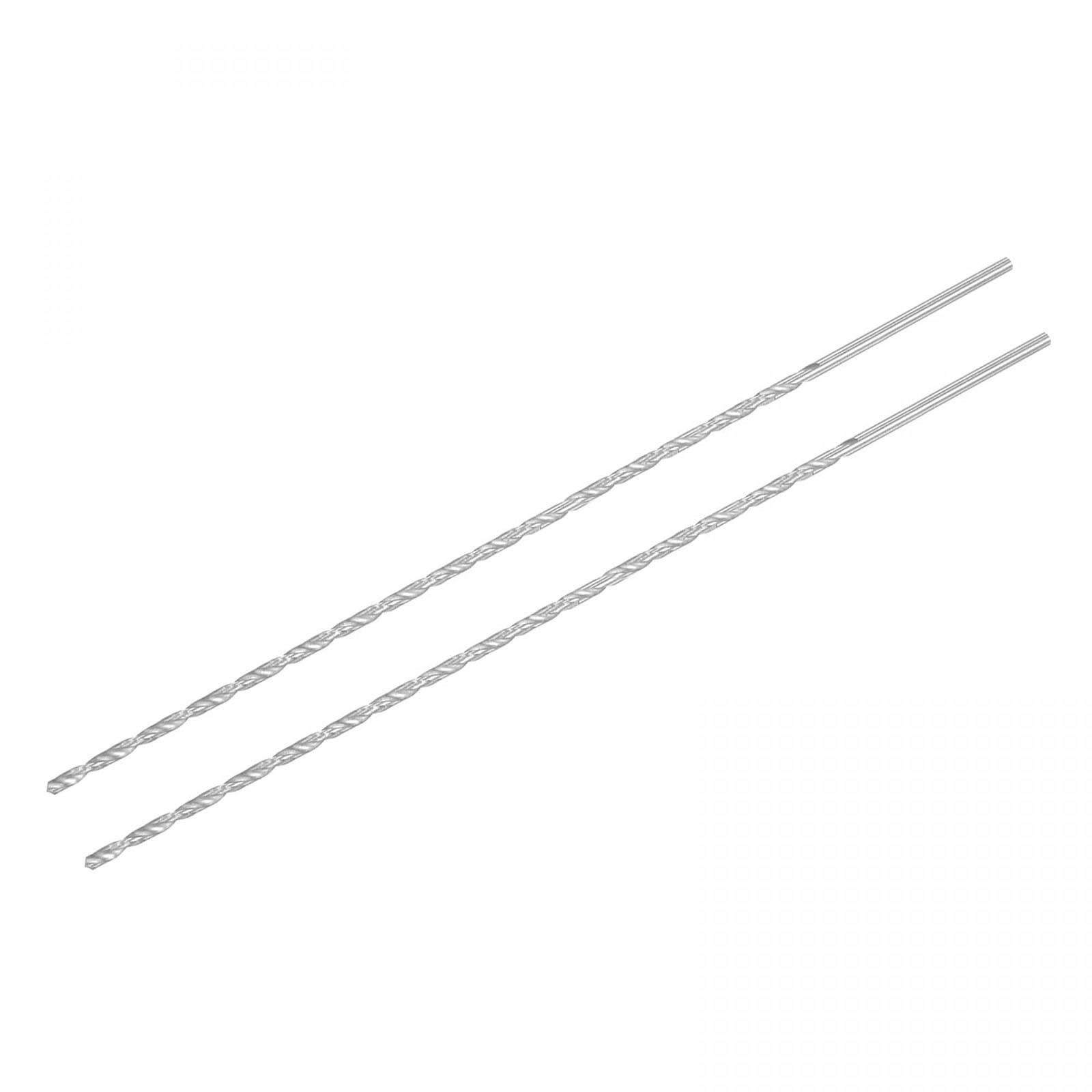 TA-VIGOR 2Pcs 2.5mm Extra Long Twist Drill Bits, 200mm Length High-Speed Steel HSS Straight Shank Spiral Drill Bits for Wood Metal Aluminum Plastic