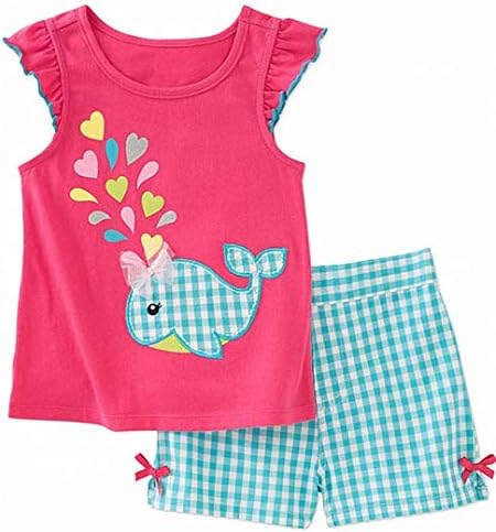Girl Summer Short Set Cotton Outfits Short Sleeveless Tee T Shirt Tank Top Shorts Pant 2PC Set 2-7Y