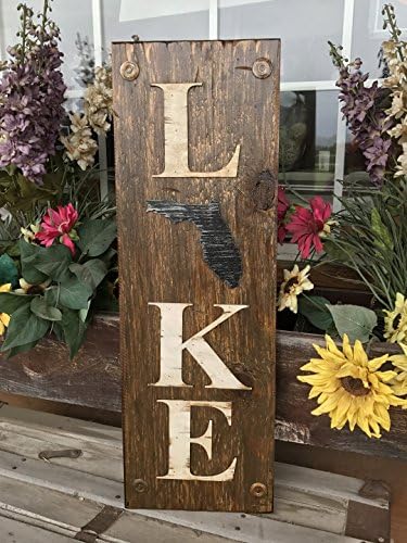 FLORIDA State SIGN Vertical *FARM, HOME, LAKE, or WELCOME *Rustic Distressed Wood *Antique Red White or River Rock Blue Gray *LARGE XL *Inside *Outside *Great in Entryway, Porch, By Front Door FL