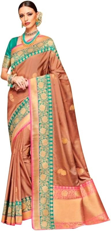 Amazon Com Festive Offer Indian Wedding Ethnic Wear Saree For Women Printed Silk Jacquard Unstitched Blouse Piece Party Wear 7121 4 Clothing