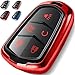 COMPONALL Key Fob Cover for Cadillac, Key Fob Case for 2015-2019 Cadillac Escalade CTS SRX XT5 ATS STS CT6 5-Buttons Premium Soft TPU 360 Degree Full Protection, Red