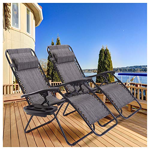 Sunlounger, 2 pcs Folding Lounge Chair with Zero Gravity, Wine