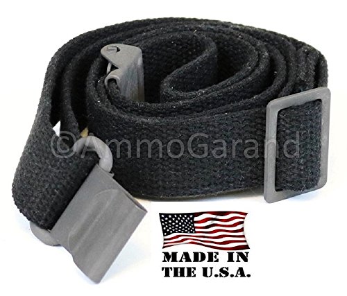 AmmoGarand M1 Garand Web Sling USGI Pattern Black Cotton Web Two Point Made in USA