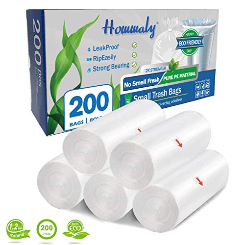 1.2 gallon trash can liners,small clear garbage Bag 200,Extra Strong 1 2 Gal Trash Bag,Fit 4.5-6 liters trash Bin Liners for Home Office bathroom bedroom(clear)