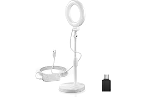 NEEWER BASICS 5"/13cm Desk Ring Light with Stand, 10W LED Selfie Light with Phone Holder Base Compatible with iPhone for Vide
