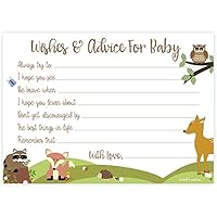 Woodland Baby Shower Wishes and Advice for Baby Cards (50 Count)