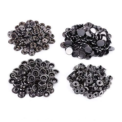 Trimming Shop 15mm Large Gunmetal Press Studs Heavy Duty Brass Snap Fasteners 4 Part No-Sew Metal Buttons for DIY Arts Crafts Projects, Leathercrafts, Caravan, Repair Clothing, 20pcs Set
