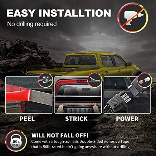 BEEYEO LED Tailgate Light Bar, 60" Triple Row Tailgate LED Light Strip Brake,Running,Sequential Amber Turn Signal,Reverse Tail Light Bar for Pickup Truck Ford Dodge Ram Chevy GMC SUV No Drill Install