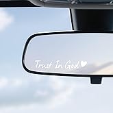 JUSTTOP 4PCS Car Decals, Vinyl Decorative Rearview Mirror Sticker, Trust in God Car Stickers, Auto Stickers and Decals, Cute Car Decor for Women, Car Accessories, Fits Most Vehicles (White)
